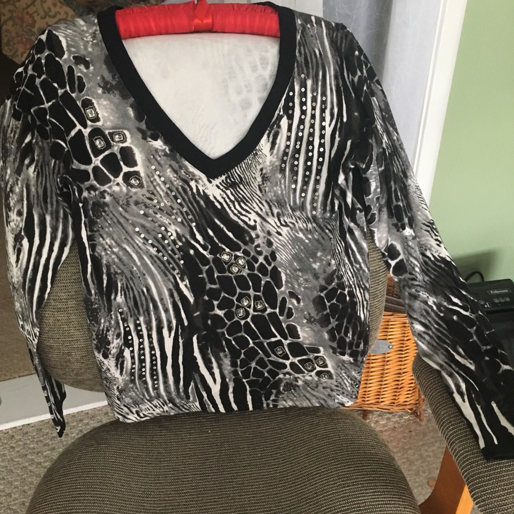 Sweater Black/white/grey animal print